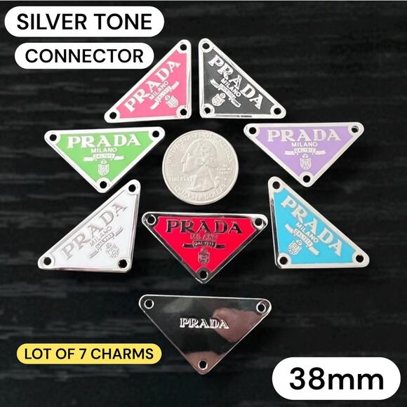 Lot of 7 Silver Tone Designer Connector Zipper Pull Button Charms 38mm - Picture 1 of 1